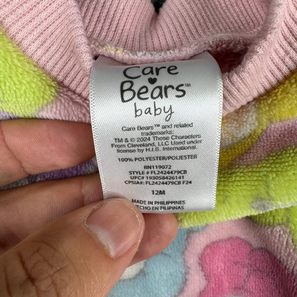 Care Bears Sweatshirt Baby Size 12M Pink Multicolor Fleece Long Sleeve Pullover